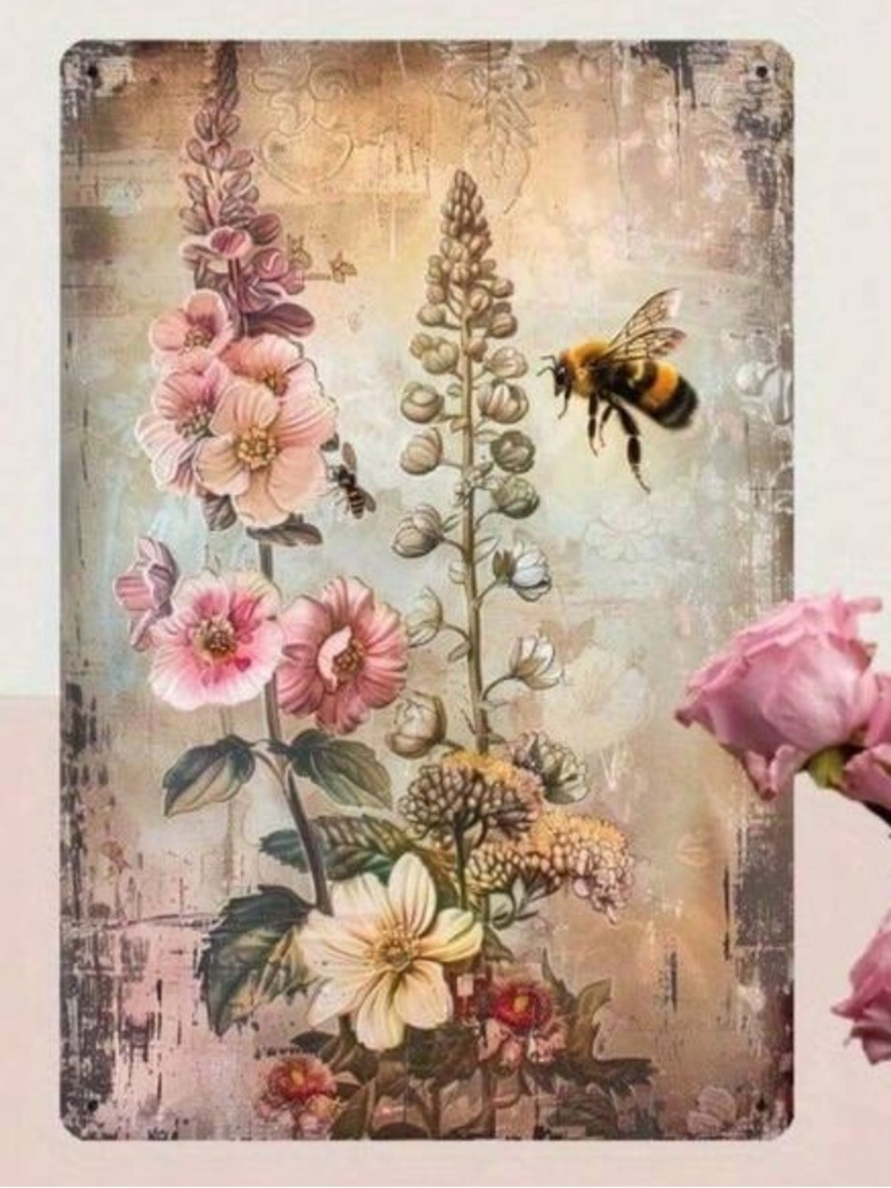 Retro Floral Rustic Metal Wall Decor NEW 🏷️